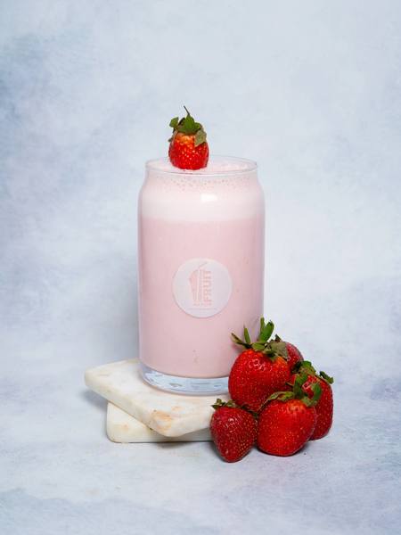 Strawberry milkshake product photography — food and beverage brand content, Food Nation campaign