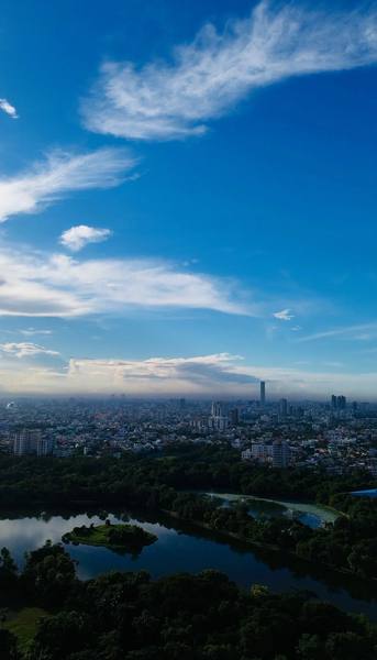 Aerial photograph of Kolkata skyline — drone photography by byag.studio, India